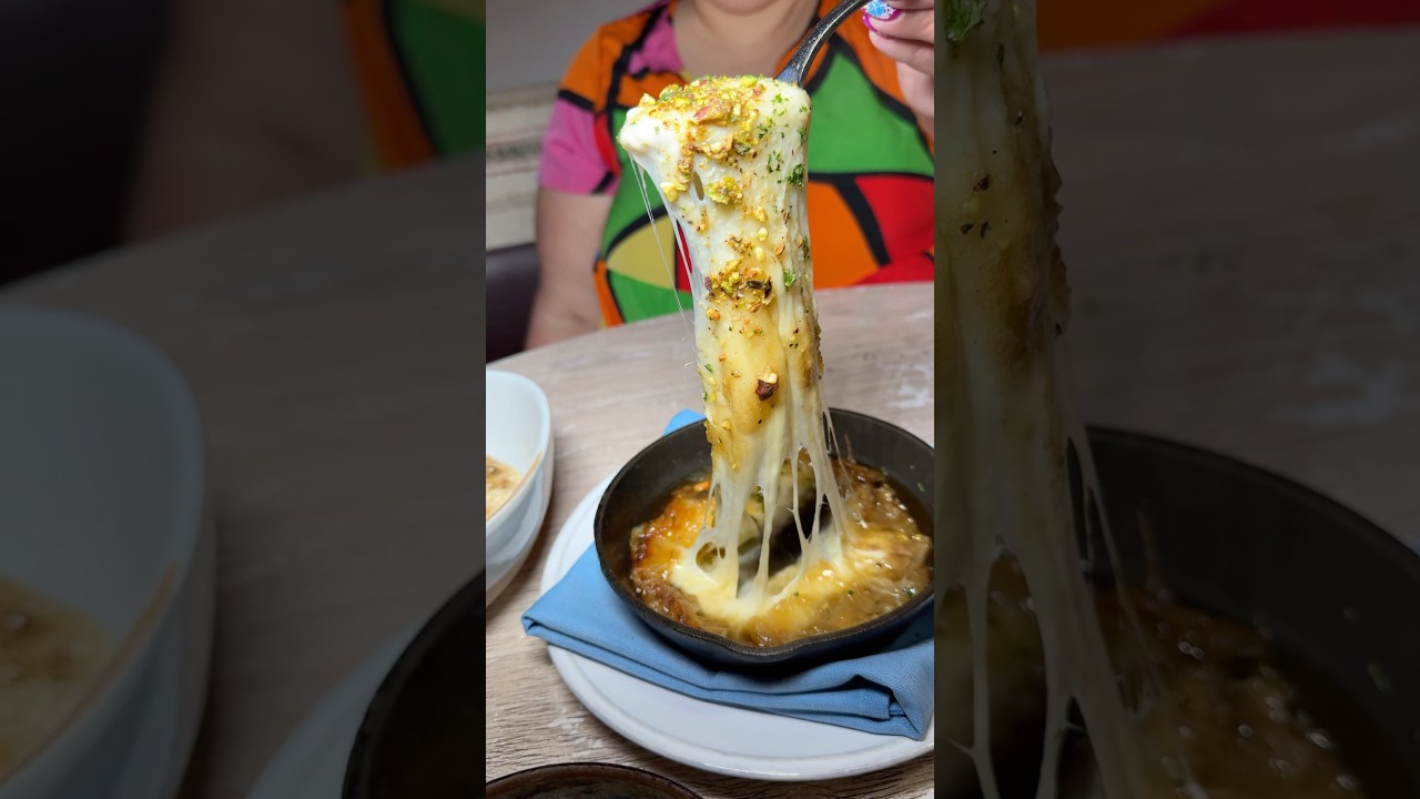 ￼CRAZIEST cheese pull ever at Naxos restaurant Las Vegas