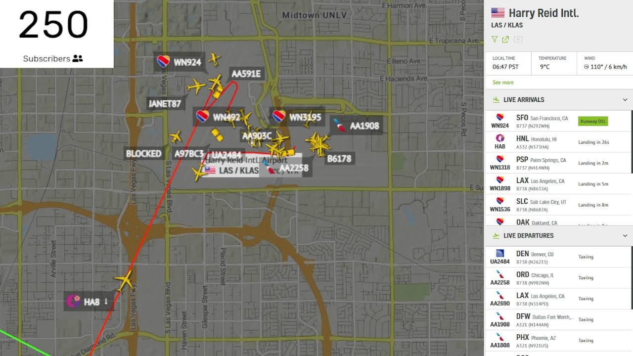 Live Las Vegas Int’l ATC + RADAR – LIVE TRAFFIC