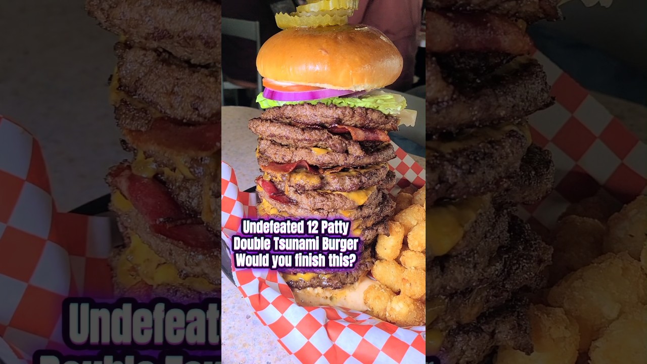 Undefeated 12 Patty Burger Challenge in Las Vegas feat. @HEAVY_D #challenge #travel #eating