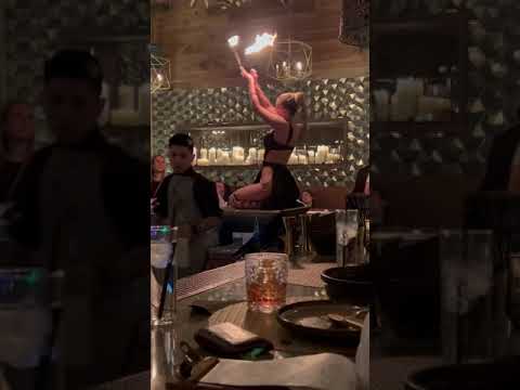 Girl eats fire Las Vegas restaurant