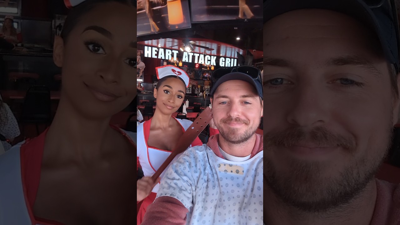 Heart Attack Grill in Las Vegas. Over 350lbs Eats Free and Spankings?! #freemontstreet #vegasfood