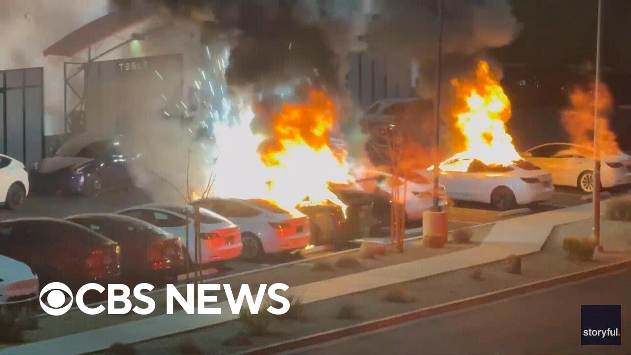 Teslas in Las Vegas set on fire and shot with guns in “targeted attack,” police say